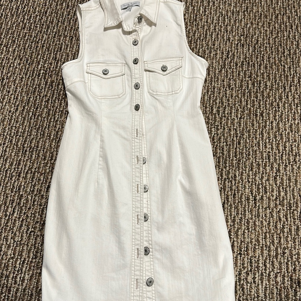 Size small white denim button up dress